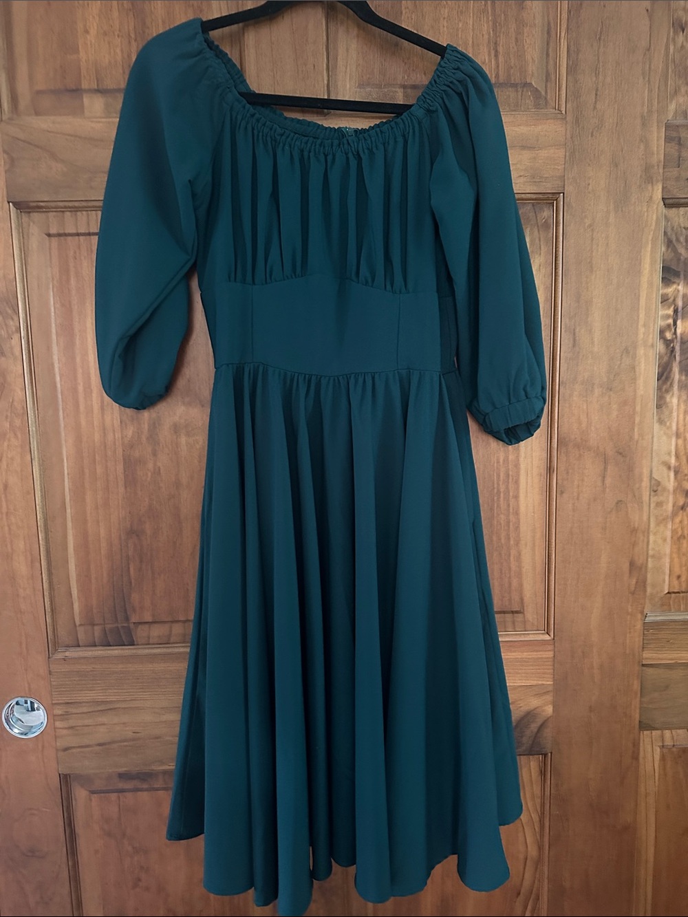 Pinup Couture Emerald Green Dress Label Paneled Detail